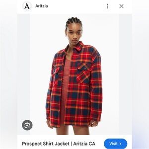 TNA Red and Navy Plaid Utility Shirt Jacket